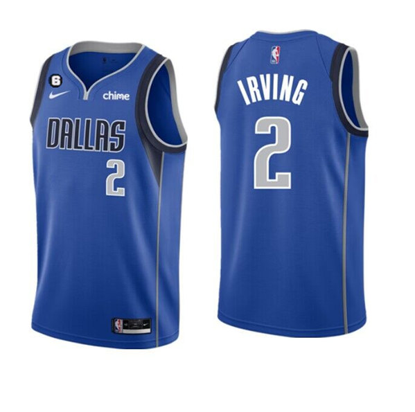 Men%27s Dallas Mavericks #2 Kyrie Irving Blue Icon Edition With NO.6 Patch Stitched Basketball Jersey->dallas mavericks->NBA Jersey